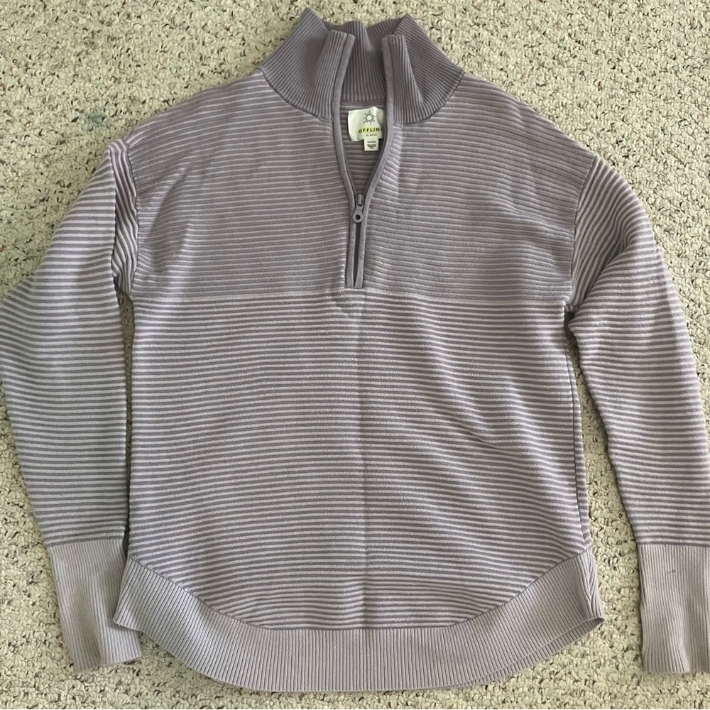 Aerie purple zip up crewneck